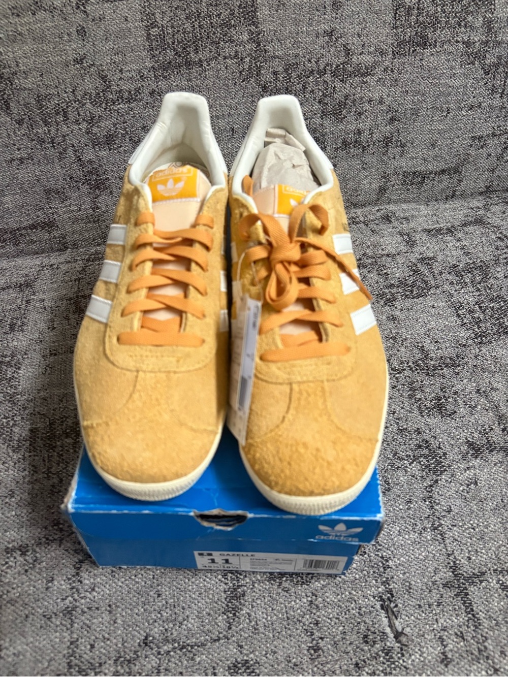 adidas Men’s Gazelle Suede Sneakers in Mustard/White